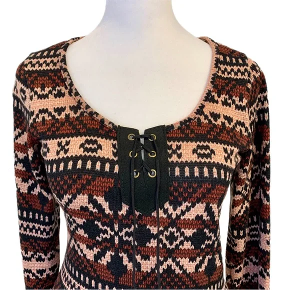 NWT My Beloved Long Sleeve Hanker chief Hem Feather Tassel Sweater Dress size S - Picture 3 of 14